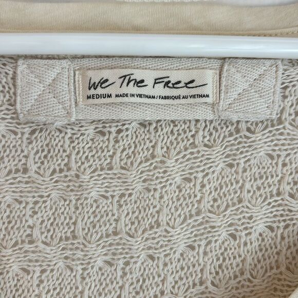 We the Free Free People open knit raw hem light weight cream sweater size medium - Picture 4 of 8